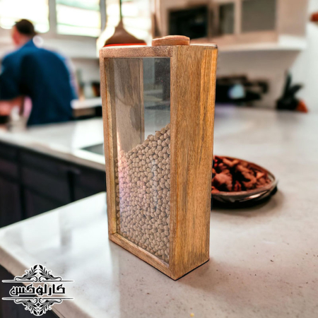 بانکه چوبی حبوبات2-ظرف چوبی حبوبات-ظرف حبوبات چوبی-کارلوکس-wooden cereal container-wooden container-karlux