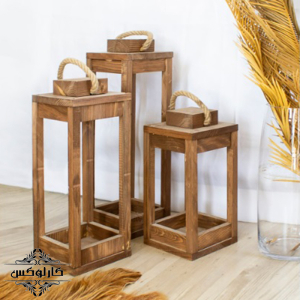 فانوس چوبی ساده با دسته کنفی-کارلوکس-wooden lantern-karlux