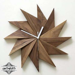ساعت دیواری خورشیدی-ساعت دیواری چوبی-ساعت دیواری ستاره ای-کارلوکس-wooden clock-star-sun-karlux