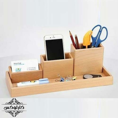 جا مدادی چوبی-رومیزی-جامدادی-جا خودکاری-لوازم تحریر-نظم دهنده-کارلوکس-wooden pen holder-pencil holder-karlux.ir